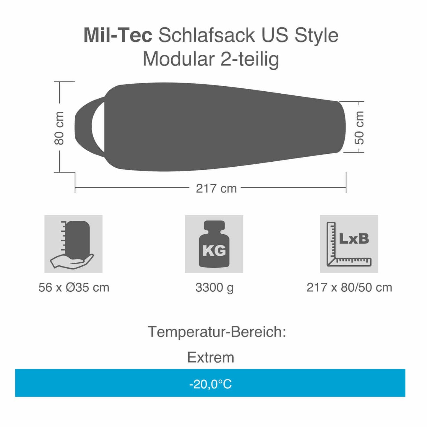 Ausverkauf: Schlafsack US Style Modular 2-teilig