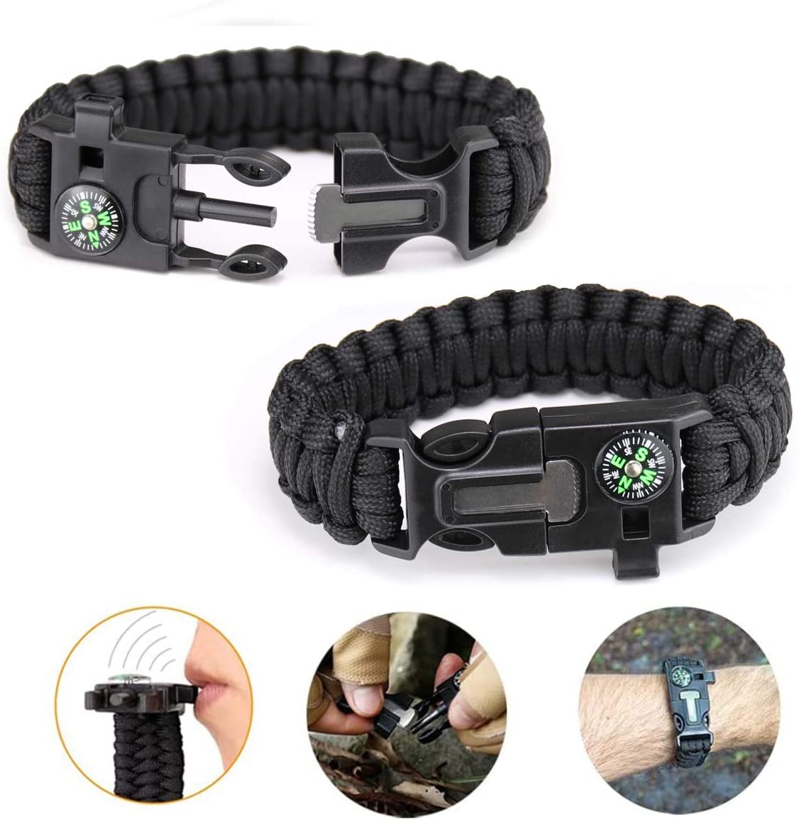 Set di sopravvivenza completo - strumenti di sopravvivenza per esterni inclusi paracord, lampada, fischietto, acciaio antincendio