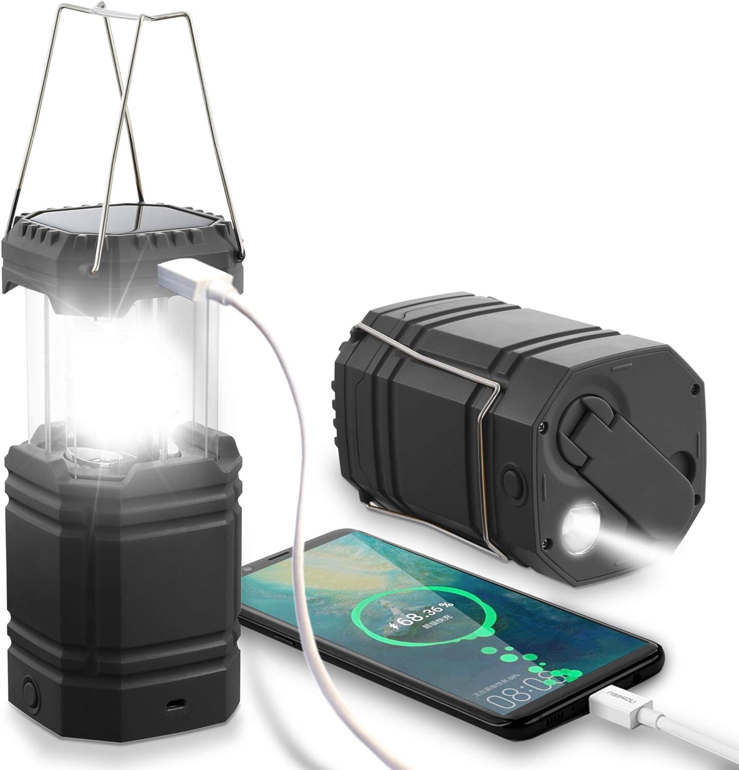 3 in 1 light - emergency light - solar/LED lamp - 80 lumens - camping lantern - emergency power source - lamp with power bank function - emergency provision - emergency charger
