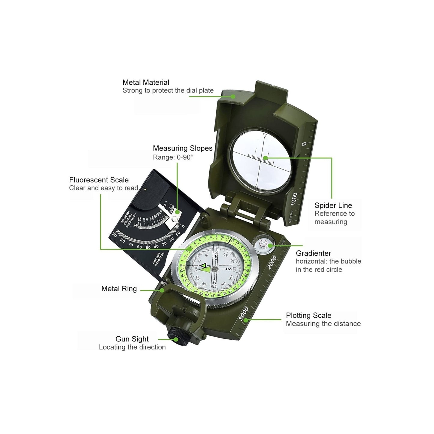 Bussola militare con cassa in metallo