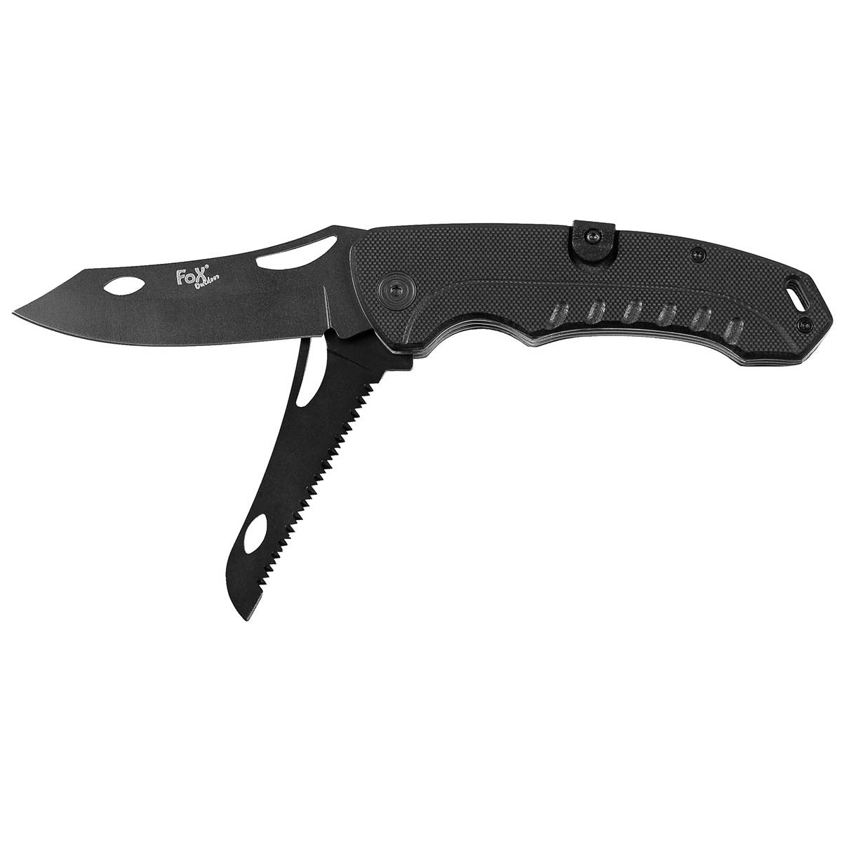 Coltello chiudibile, 2 in 1, nero, manico G10