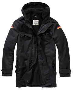 Parka bianco e nero con bandiera