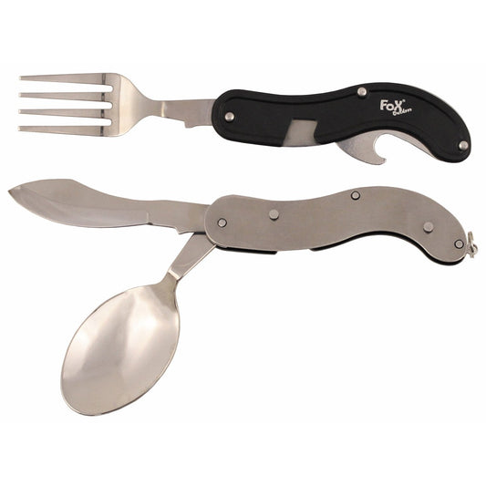 Coltello tascabile posate 4 in 1 posate complete coltello forchetta cucchiaio apribottiglie smontabili in 2 parti per l'uso