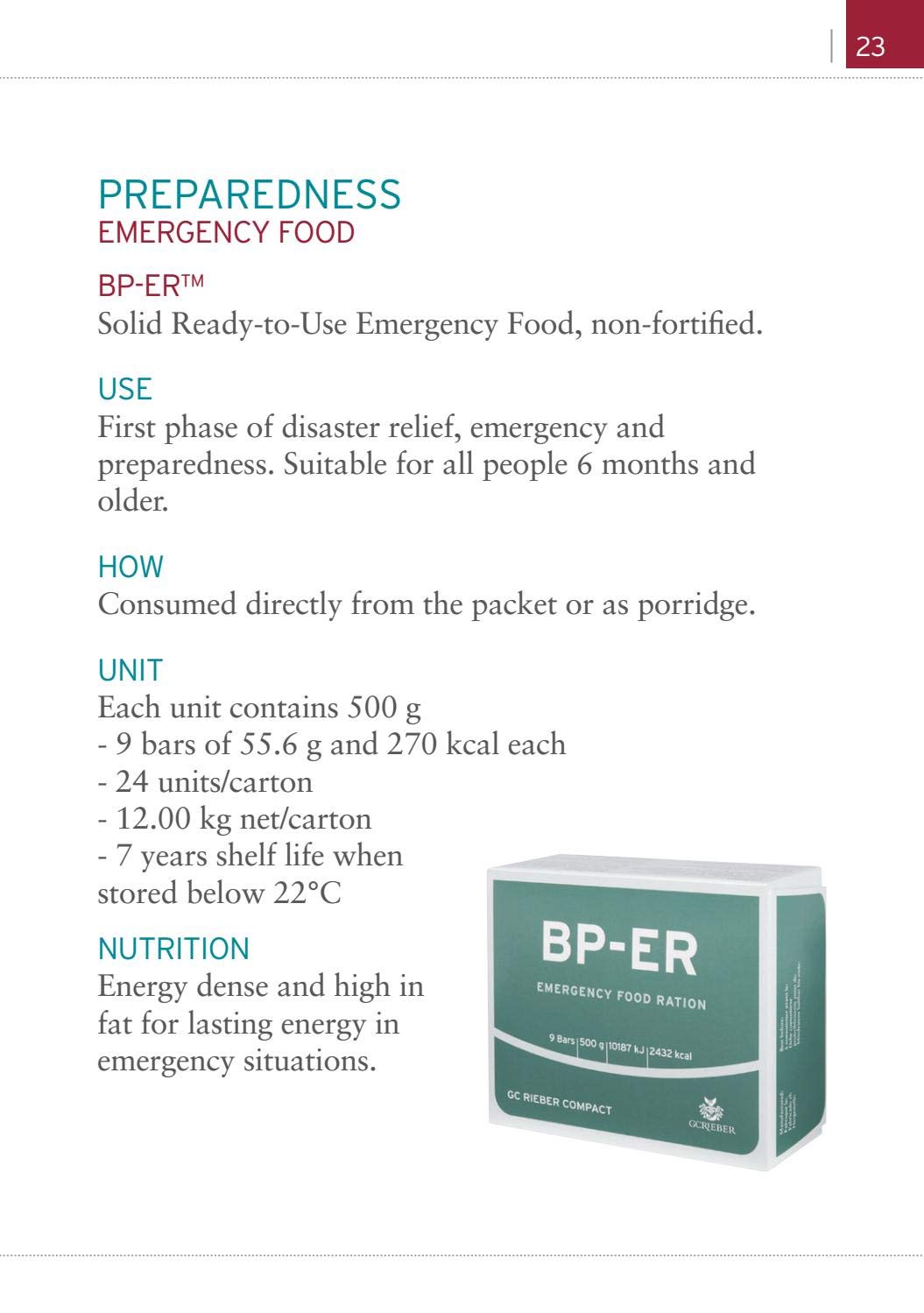 Razione di emergenza BP-ER 14 giorni circa 35000 kcal - Cibo di emergenza compatto, durevole e leggero BP-ER
