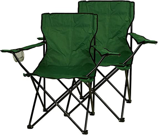 Nexos set di 2 sedie da pesca sedia da pesca sedia pieghevole sedia da campeggio sedia pieghevole con braccioli e portabicchieri pratica, robusta, verde scuro chiaro