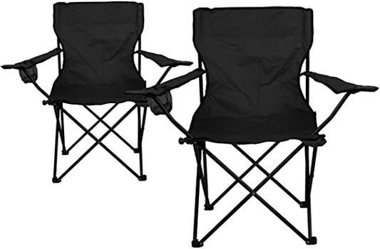 Nexos set di 2 sedie da pesca, sedie pieghevoli, sedie da campeggio, sedie pieghevoli con braccioli e portabicchieri, pratiche, robuste, nero chiaro