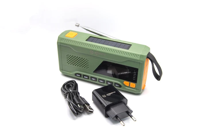 Mini radio di emergenza ACE con DAB+, manovella ed energia solare, power bank, torcia e connessione USB-C