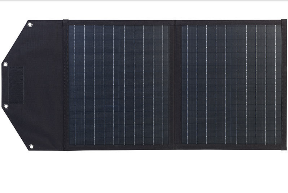 Pannello solare pieghevole per alimentazione di emergenza - 2 celle solari monocristalline - connettore MC4 - 50 W