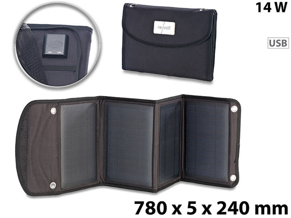 Foldable solar panel with charging function - 2 x USB port - 20W - power bank/power station