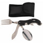 Coltello tascabile posate 4 in 1 posate complete coltello forchetta cucchiaio apribottiglie smontabili in 2 parti per l'uso